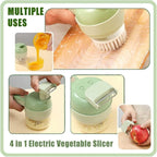 Chop, Slice & Dice Faster – 4-in-1 Portable Electric Vegetable Cutter Set