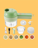 Chop, Slice & Dice Faster – 4-in-1 Portable Electric Vegetable Cutter Set